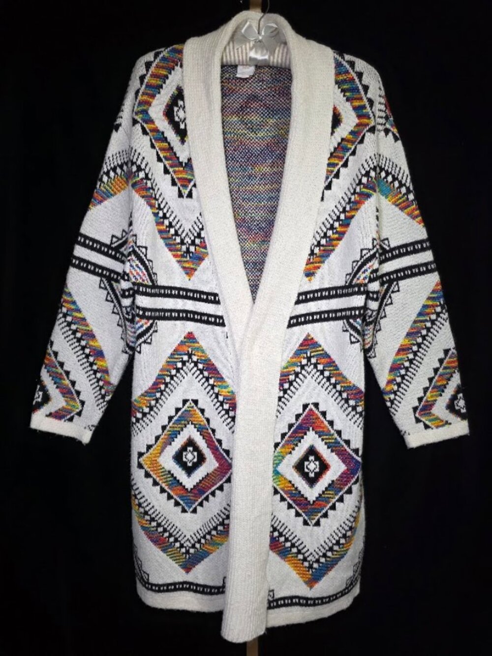 Northern Angel Open-Front Aztec Pattern Long Cardigan Sweater 3X
